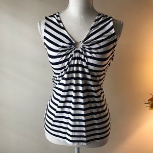 WHBM navy & white striped top